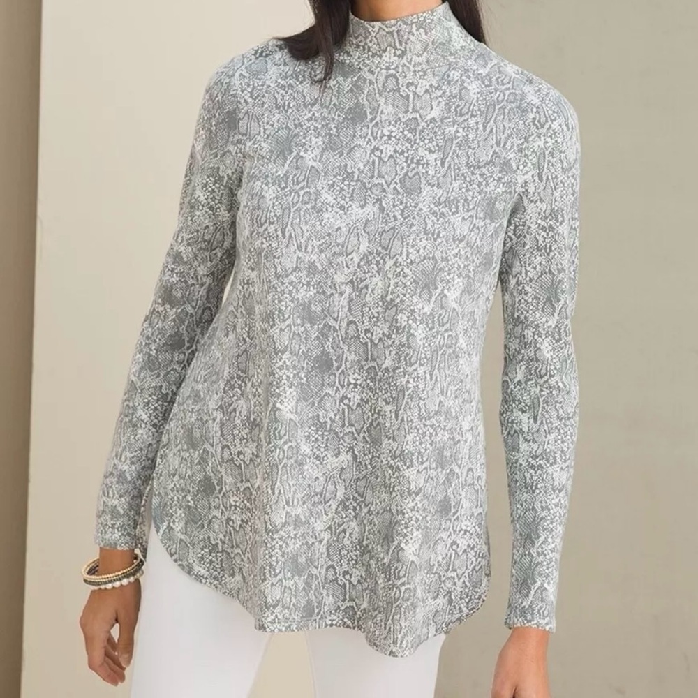 NWT Chicos Snake-Print Mock Neck Tunic, SZ 1, Medium